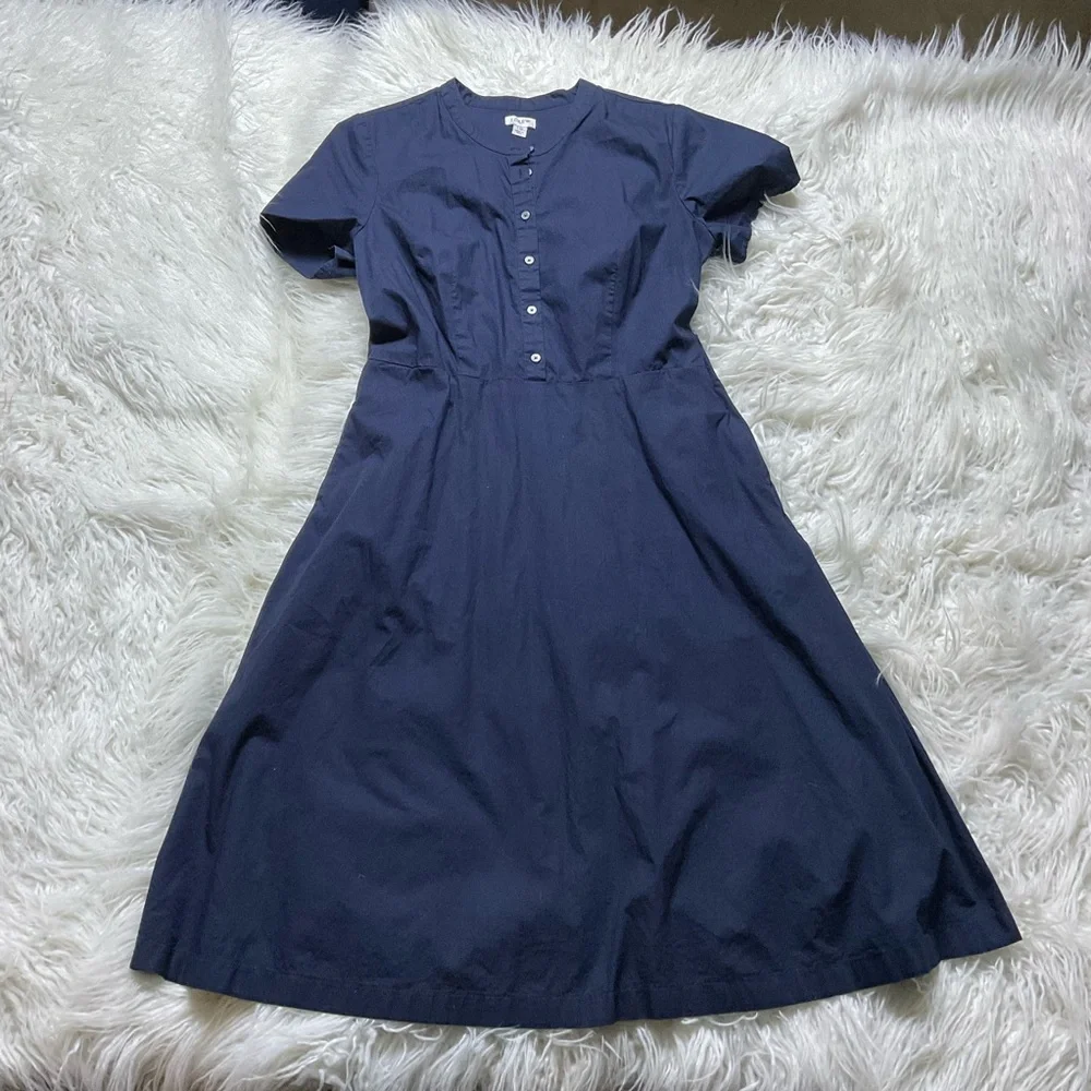 J Crew Button-down Shirt-dress In Cotton Poplin‎